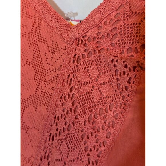 Roxy Coral Lace-Trimmed Sleeveless Dress Cotton Spaghetti Strap Y2K - Picture 3 of 8